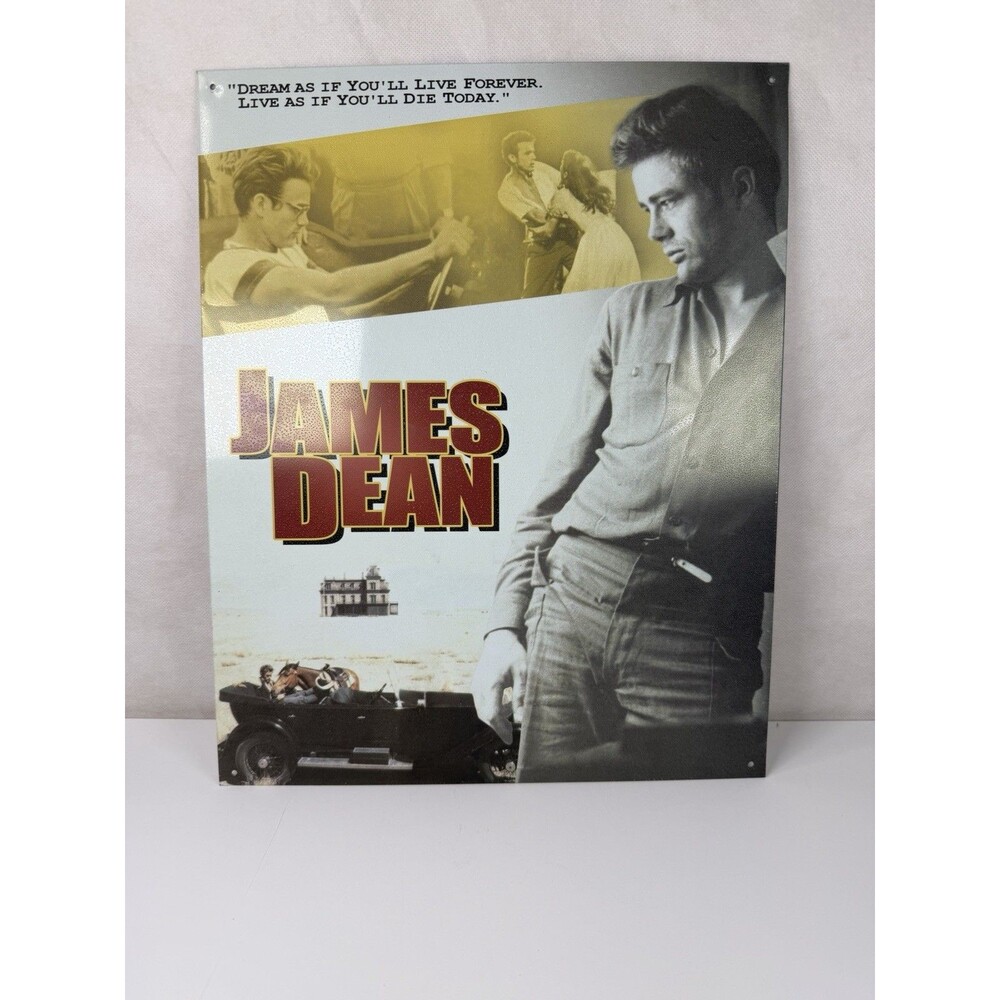 James Dean Metal Tin Sign Vintage Dream Collage Quote Live Forever USA 12x15